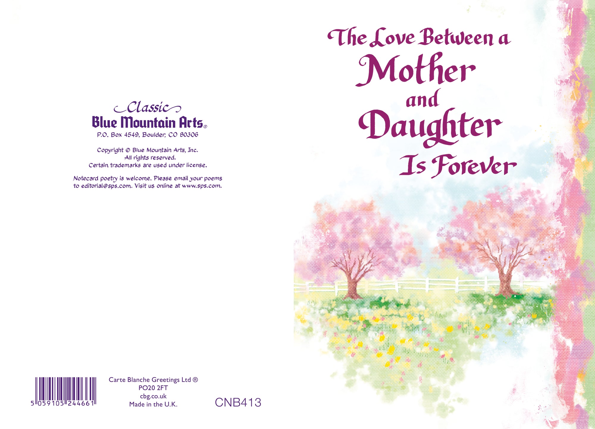 Luxury Fold Out Keepsake Greeting Card 'The Love Between A Mother And Daughter' - Unique Expressive Art Card With Original Verse 5 x 7 Inches (12 x 17 Cms)