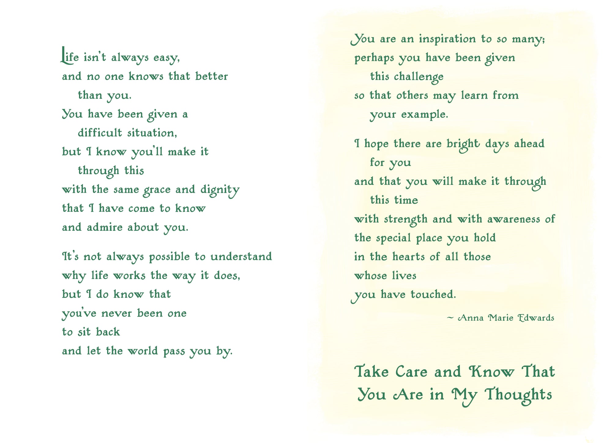 Luxury Fold Out Keepsake 'Feel Better' Thinking Of You Card - Unique Expressive Art Card With Original Verse 5 x 7 Inches (12 x 17 Cms)