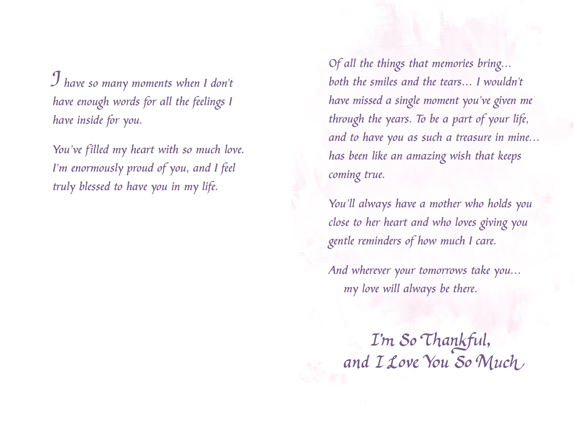 Luxury Fold Out Keepsake Greeting Card 'For You, My Daughter' - Unique Expressive Art Card With Original Verse 5 x 7 Inches (12 x 17 Cms)