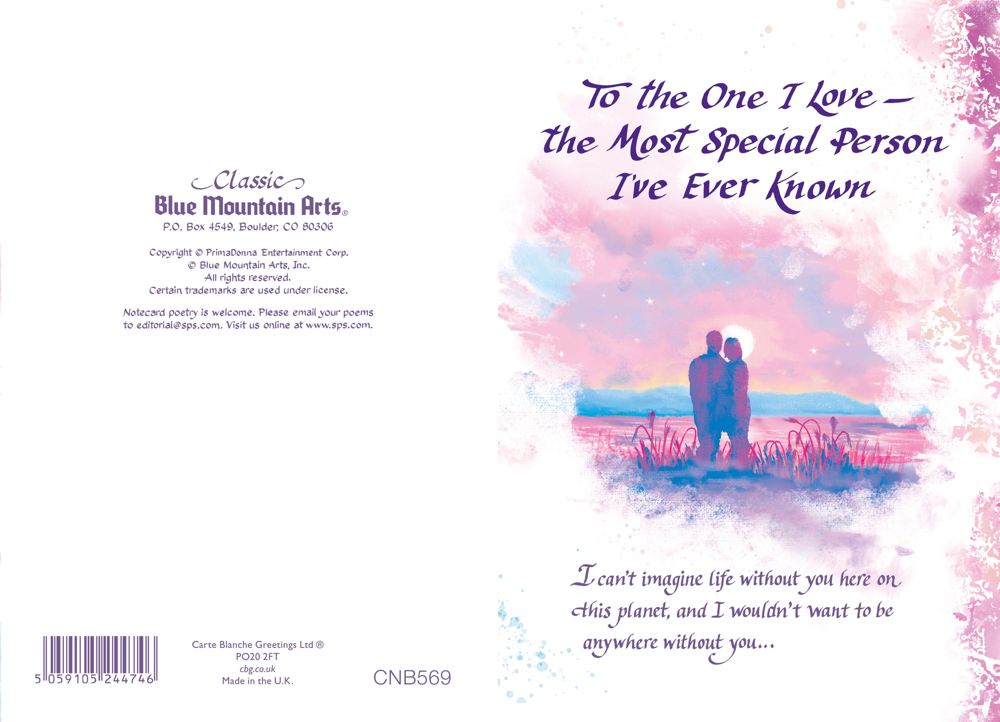 Luxury Fold Out Keepsake Greeting Card 'To The One I Love' - Unique Expressive Art Card With Original Verse 5 x 7 Inches (12 x 17 Cms)