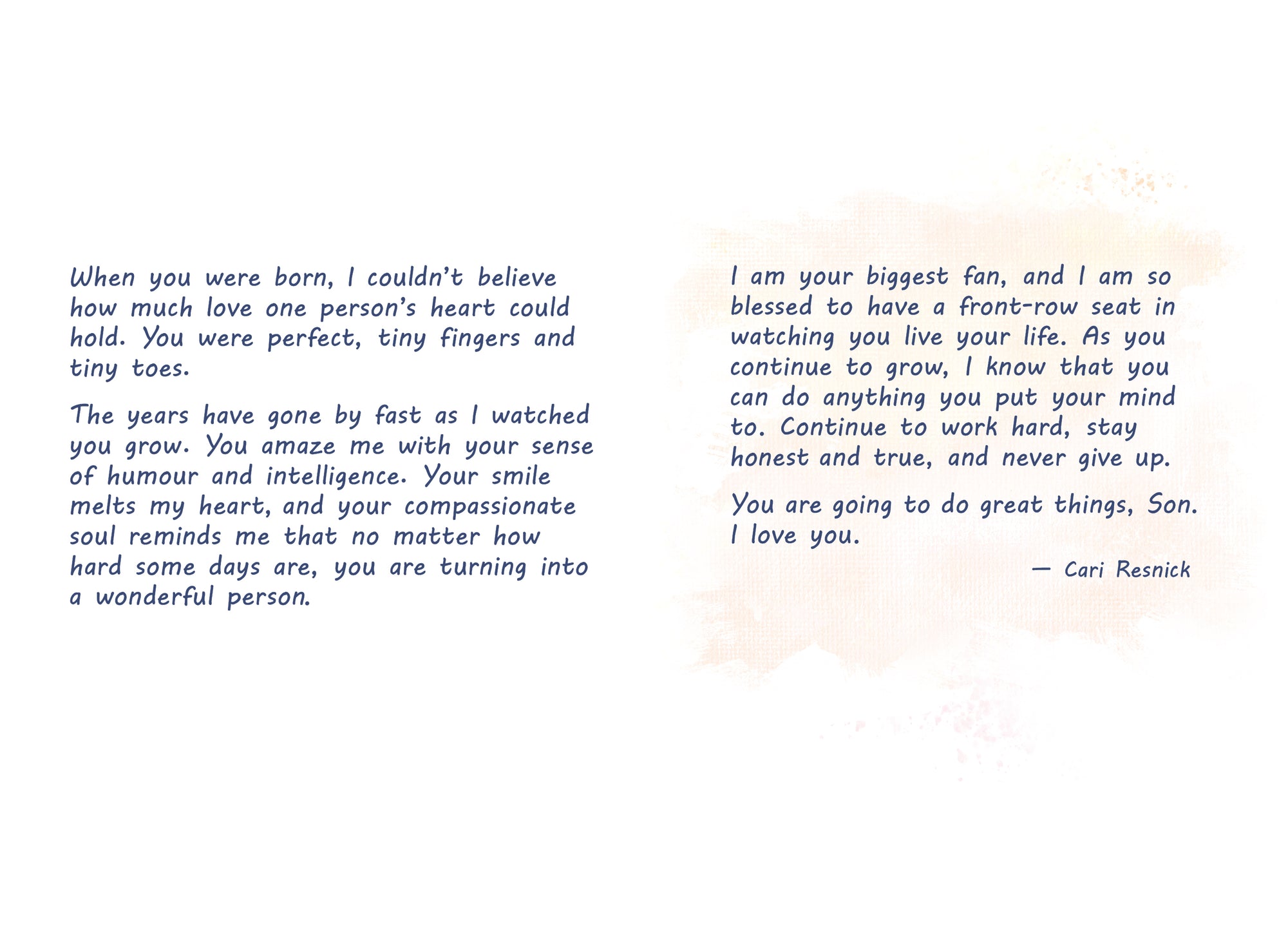 Luxury Fold Out Keepsake Greeting Card 'To My Son, I Am Your Biggest Fan' - Unique Expressive Art Card With Original Verse 5 x 7 Inches (12 x 17 Cms)