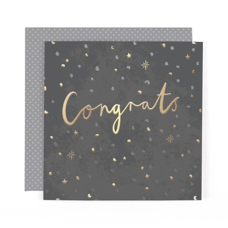 Stunning Foiled Congratulations Card - Celebrate Passing Exams, Driving Test, New Job, First Home - Well Done Card With Dotty Envelope by Hotchpotch London Size 6 x 6 inches
