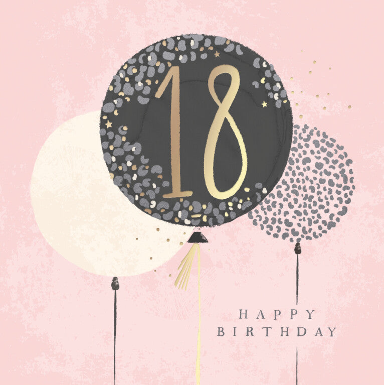 Hotchpotch Luxury Foiled 18th Birthday Card - Contemporary Greeting Card London 6 x 6