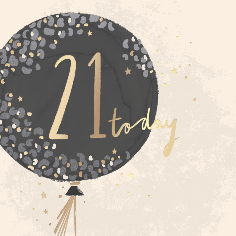 Hotchpotch Luxury Foiled 21st Birthday Card - Contemporary Greeting Card London 6 x 6