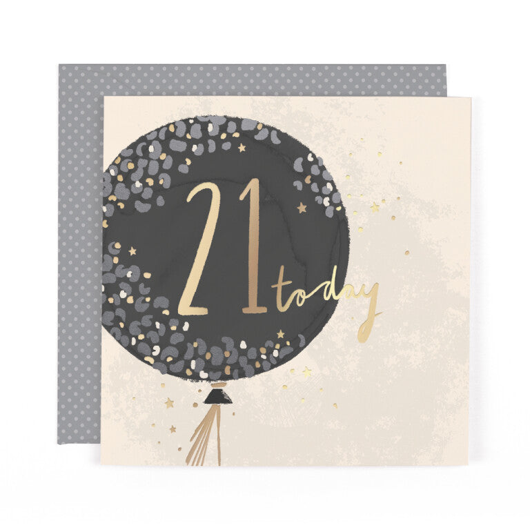Hotchpotch Luxury Foiled 21st Birthday Card - Contemporary Greeting Card London 6 x 6