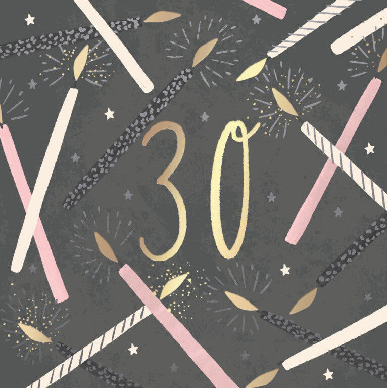 Hotchpotch Luxury Foiled 30th Birthday Card - Contemporary Greeting Card London 6 x 6