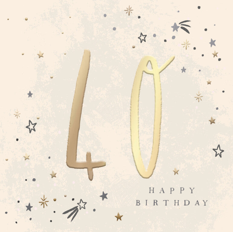 Hotchpotch Luxury Foiled 40th Birthday Card - Contemporary Greeting Card London 6 x 6