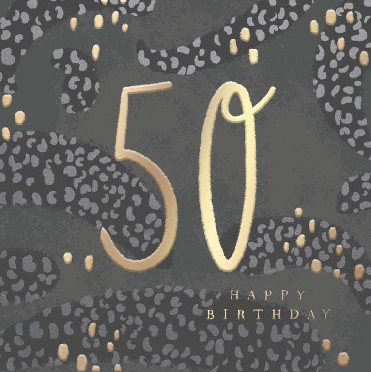Hotchpotch Luxury Foiled 50th Birthday Card - Contemporary Greeting Card London 6 x 6