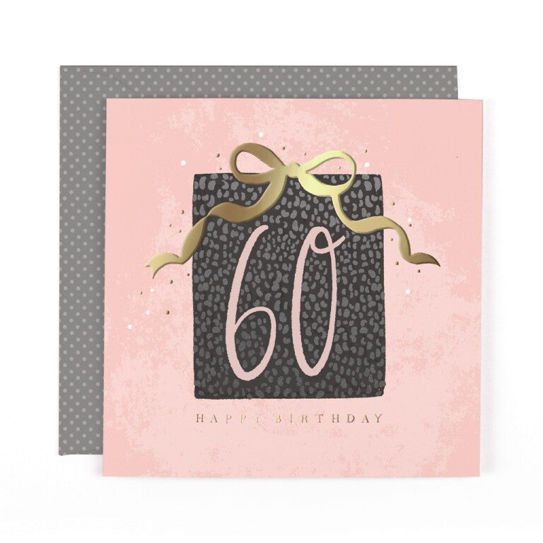 Stunning Foiled Birthday Card For 60th Birthday, With Bespoke Dotty Envelope - Anise Greeting Card by Hotchpotch London Size 6 x 6 inches
