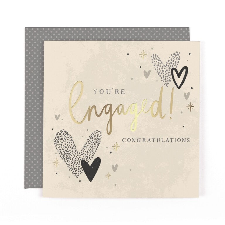Stunning Foiled Engagement Congratulations Greeting Card For Happy Couple, With Bespoke Dotty Envelope - Anise Greeting Card by Hotchpotch London Size 6 x 6 inches