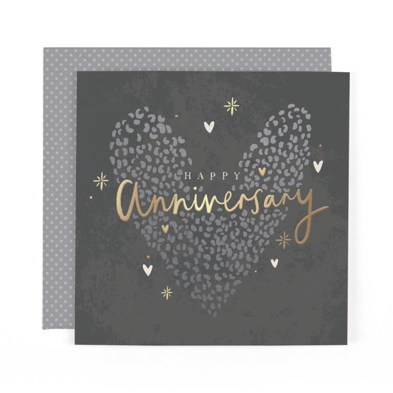 Hotchpotch Luxury Foiled Happy Anniversary Card - Contemporary Greeting Card London 6 x 6