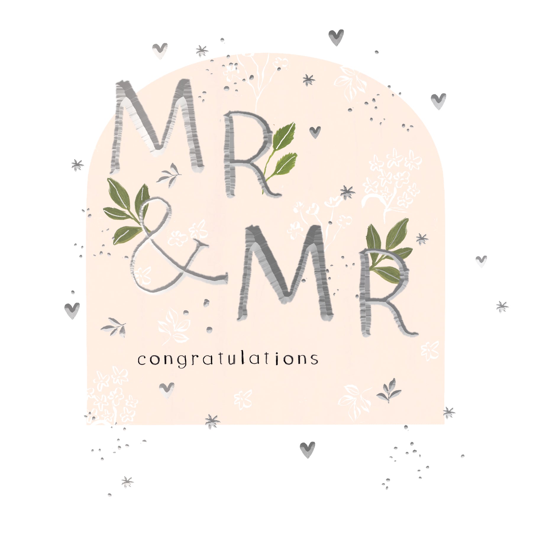 Luxury Foiled Mr & Mr Wedding Card - Contemporary Greeting Card, Botanique Range by Hotchpotch London 6 x 6