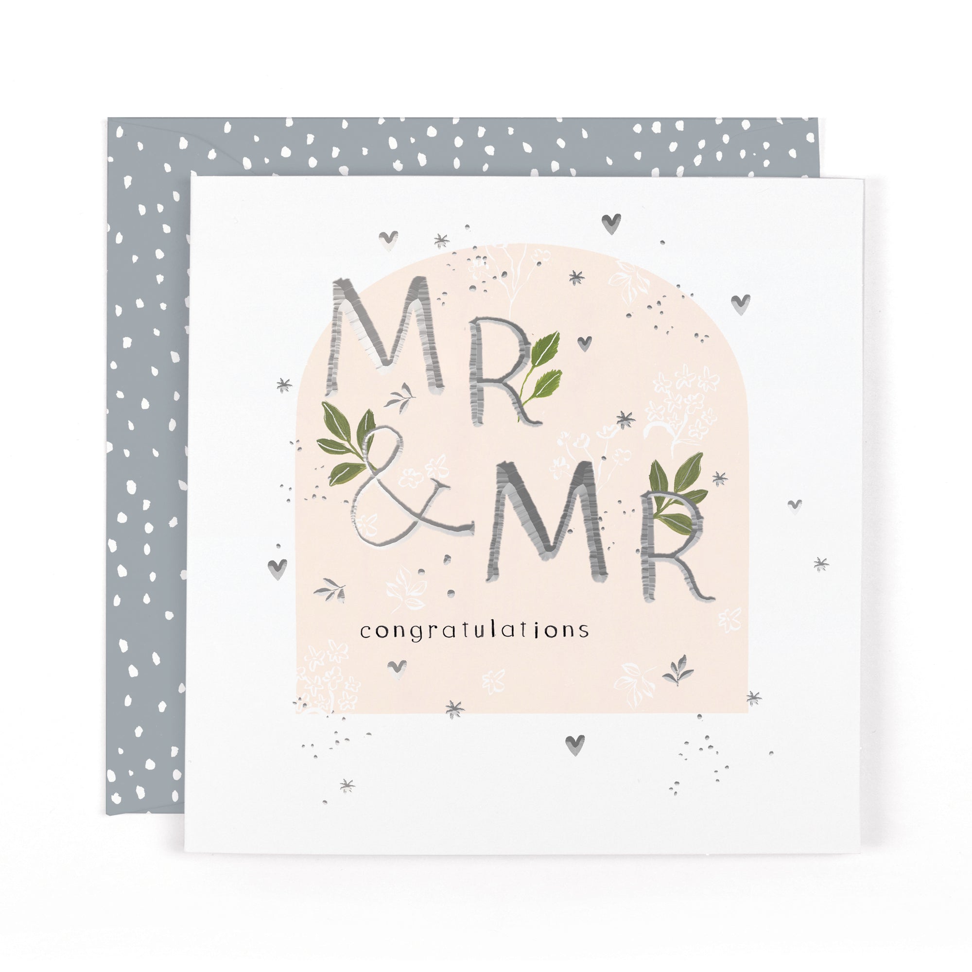 Luxury Foiled Mr & Mr Wedding Card - Contemporary Greeting Card, Botanique Range by Hotchpotch London 6 x 6