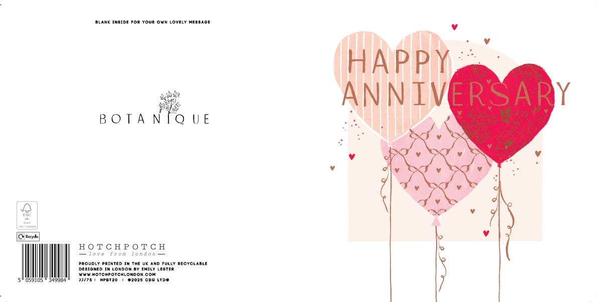 Luxury Foiled Anniversary Congratulations Card - Contemporary Greeting Card, Botanique Range by Hotchpotch London 6 x 6