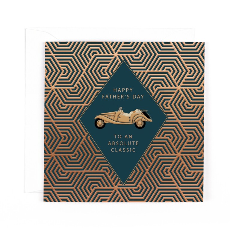 Hotchpotch Luxury Foiled Father's Day Card For Dad, Classic Car Themed 6 x 6 inches