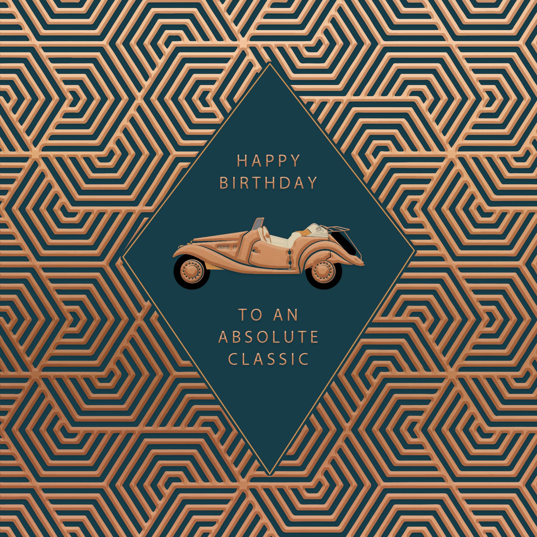 Luxury Foiled Classic Car Birthday Card - Pocket Square Greeting Card by Hotchpotch London