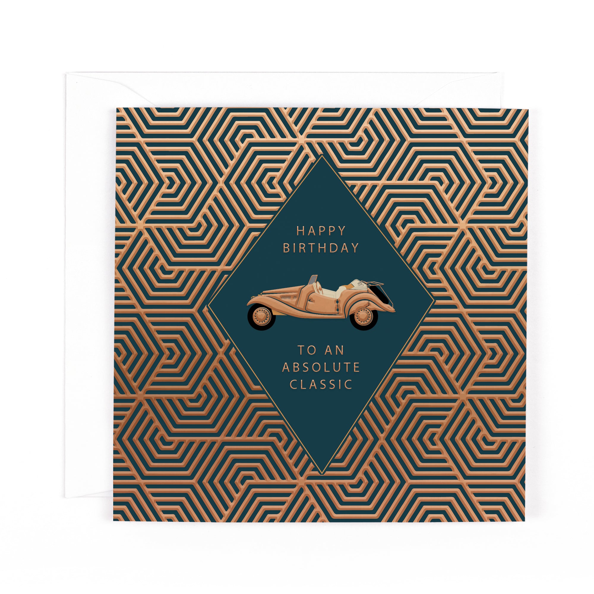 Luxury Foiled Classic Car Birthday Card - Pocket Square Greeting Card by Hotchpotch London
