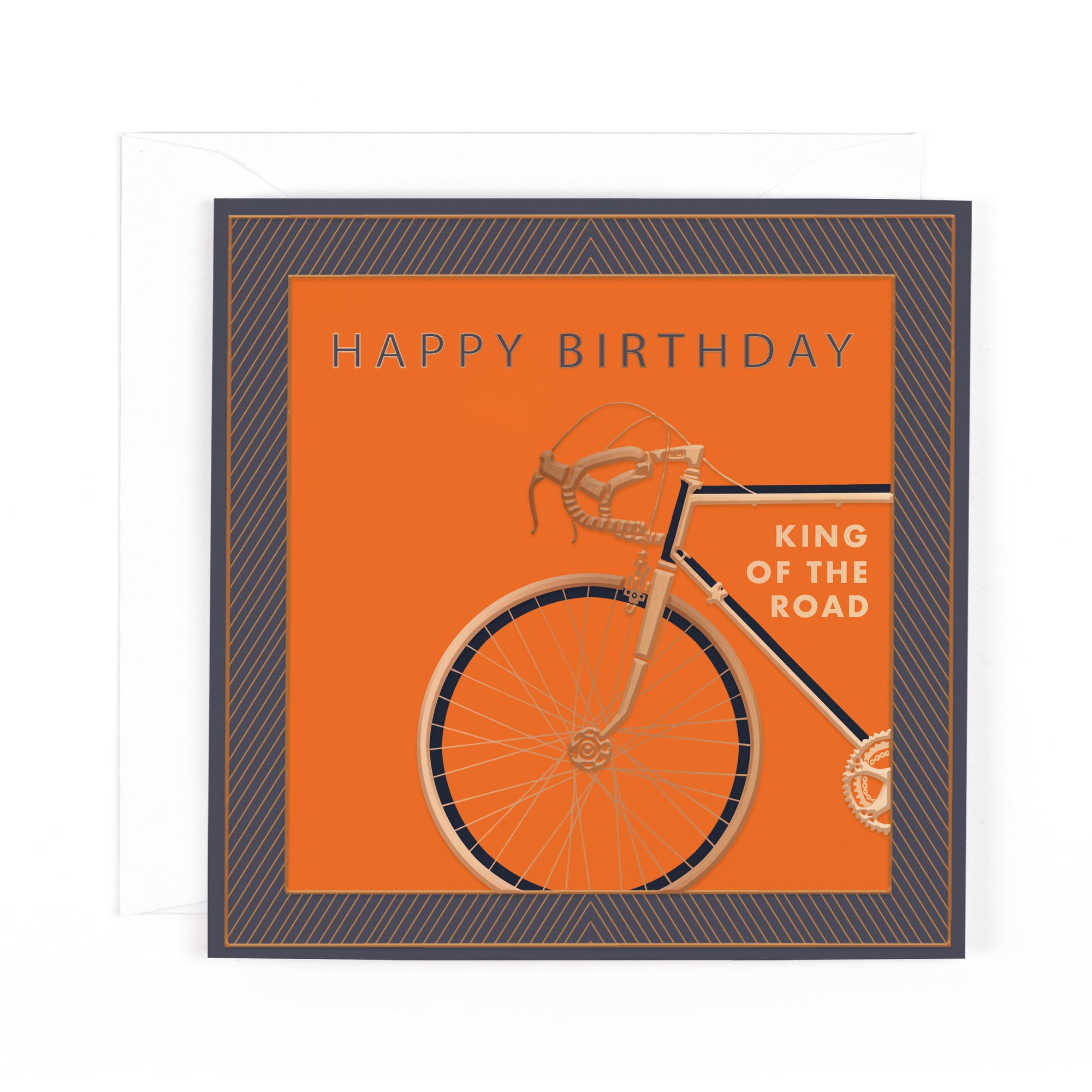 Luxury Foiled Racing Bike Birthday Card - Pocket Square Greeting Card by Hotchpotch London