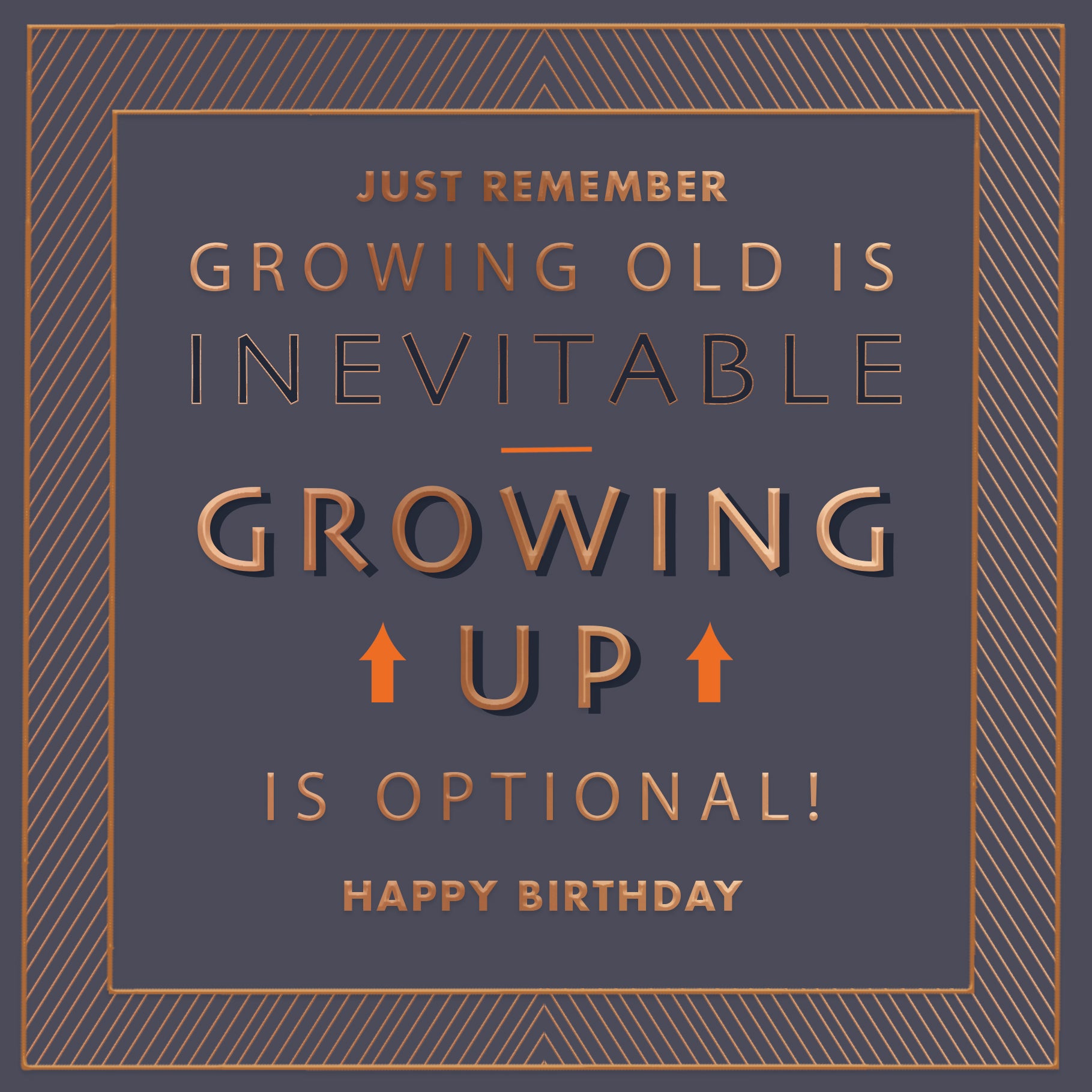 Luxury Foiled Birthday Card 'Growing Up Is Optional' - Pocket Square Greeting Card by Hotchpotch London