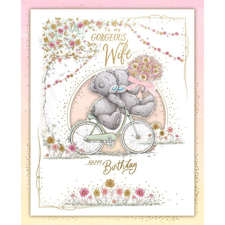 Me to You Tatty Teddy Luxury Boxed Handmade Birthday Card 'To My Gorgeous Wife' 8 x 10