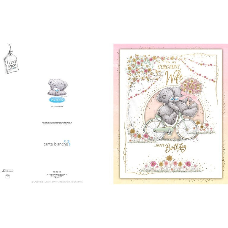Me to You Tatty Teddy Luxury Boxed Handmade Birthday Card 'To My Gorgeous Wife' 8 x 10