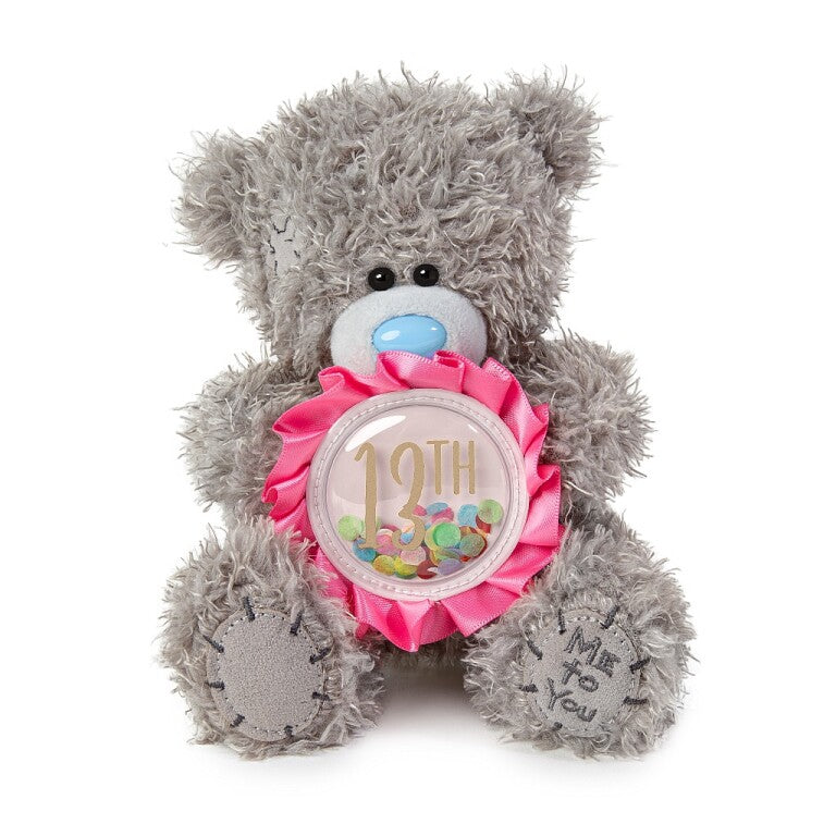 Me to You Tatty Teddy 13th Birthday Bear Holding a Pink 13 Rosette