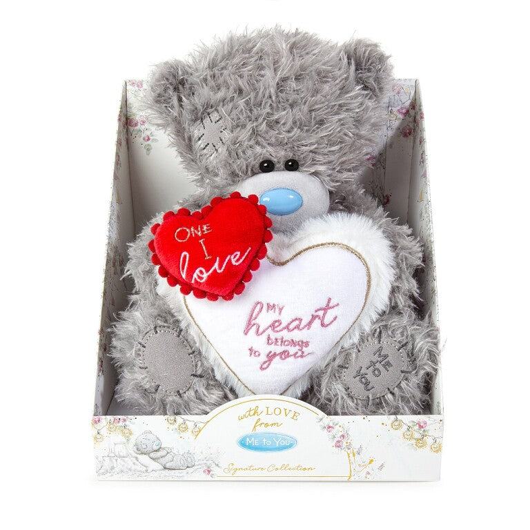 Me to You Tatty Teddy Bear Holding Two Hearts  - Official Signature Collection