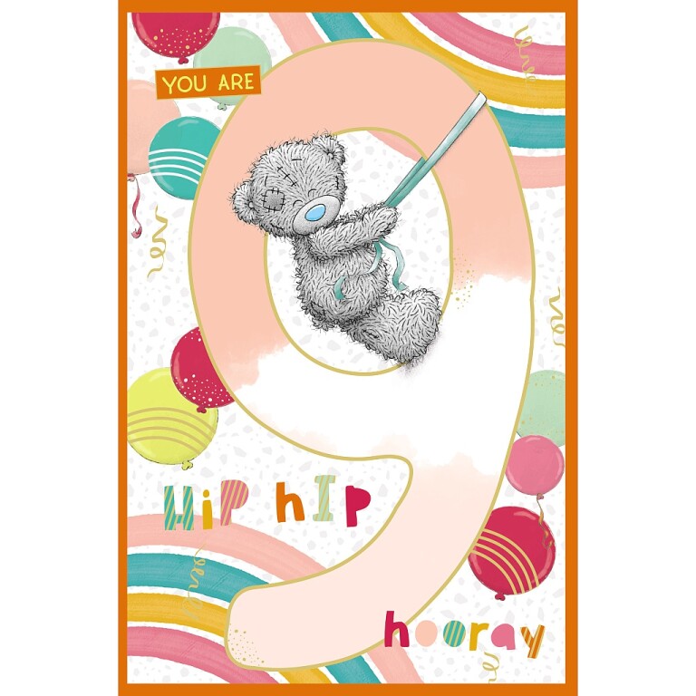 Me to You Tatty Teddy Age 9 Birthday Card, Hip Hip Hooray!