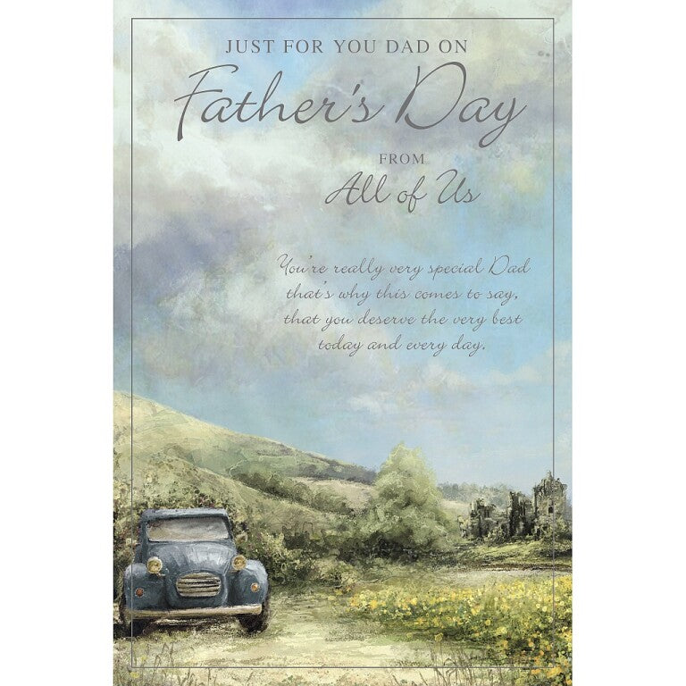 Father's Day Card by Wishing Well Studios - For Dad From All Of Us Luxury Card With Insert 6 x 9