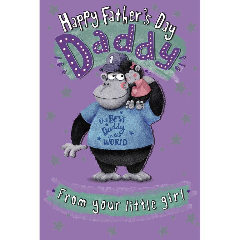 Happy Father's Day Daddy From Your Little Girl, Fun Greeting Card By Wishing Well Studios 6 x 9 inches