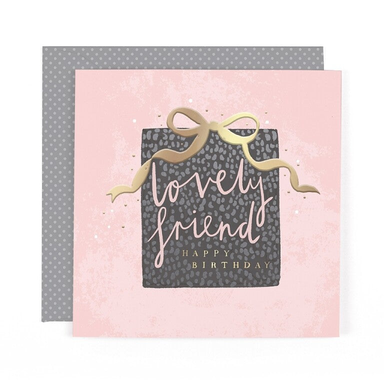 Stunning Foiled Birthday Card For A Lovely Friend, With Bespoke Dotty Envelope - Anise Greeting Card by Hotchpotch London Size 6 x 6 inches