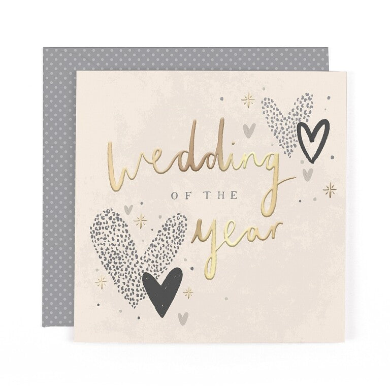 Stunning Foiled Wedding Congrats Card For Bride And Groom, With Bespoke Dotty Envelope - Anise Greeting Card by Hotchpotch London Size 6 x 6 inches