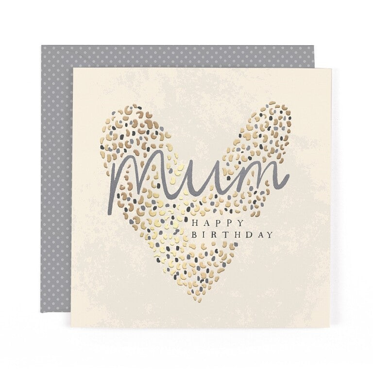 Stunning Foiled Birthday Card For Mum, With Bespoke Dotty Envelope - Anise Greeting Card by Hotchpotch London Size 6 x 6 inches