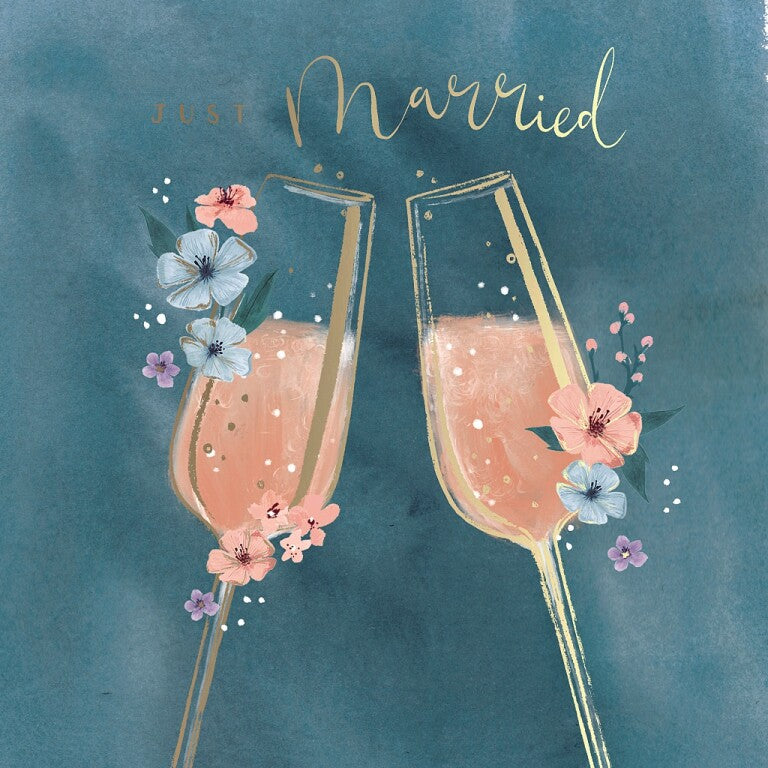 Luxury Wedding Card With Satin Gold Foil Lettering And Stunning Artwork - Madeleine Collection by Hotchpotch London Size 6 x 6 inches