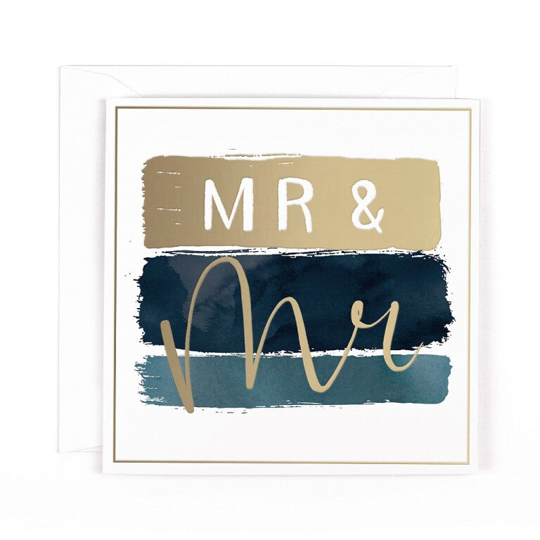 Luxury Mr & Mr Wedding Card With Satin Gold Foil Finish, LGBTQ+ Wedding Day Card - Madeleine Collection by Hotchpotch London Size 6 x 6 inches