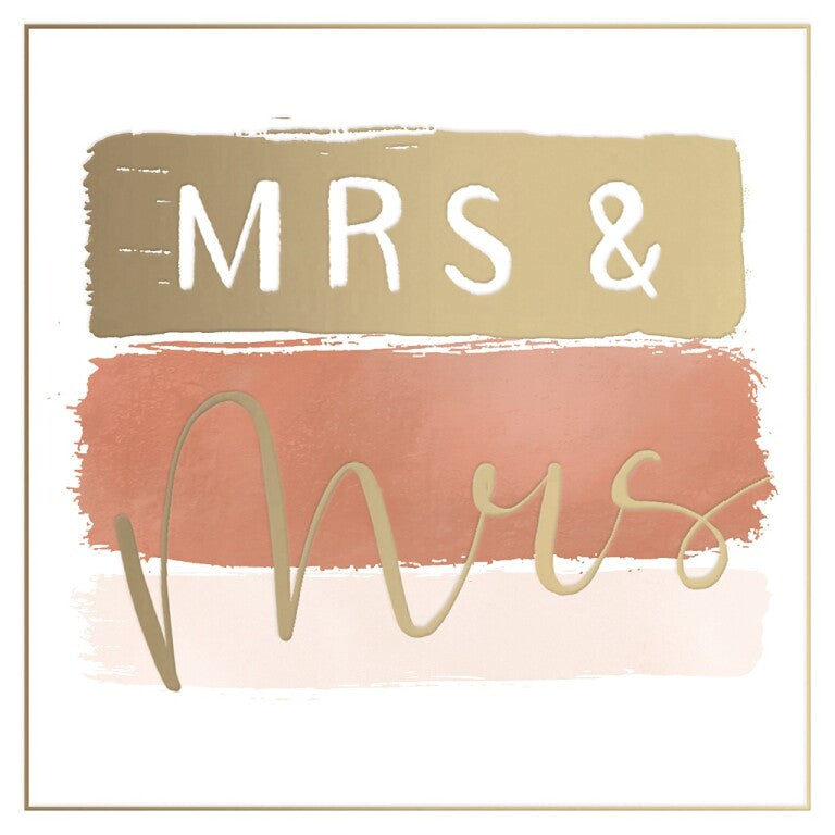 Luxury Mrs & Mrs Wedding Card With Satin Gold Foil Finish, LGBTQ+ Wedding Day Card - Madeleine Collection by Hotchpotch London Size 6 x 6 inches