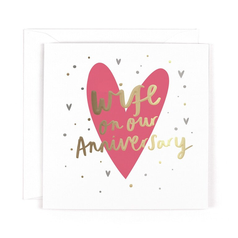 Luxury Foiled Anniversary Card For Your Wife - Parasol Greeting Card by Hotchpotch London Size 6 x 6 inches