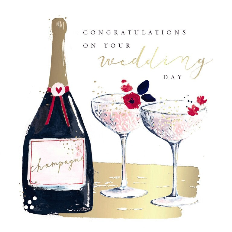 Luxury Wedding Congratulations Card With Gold Foil Finish And Foiled Envelope - Swan Lake Collection by Hotchpotch London Size 6 x 6 inches