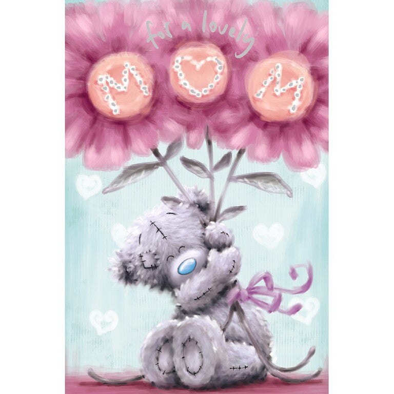 Me to You Mother's Day Card - Tatty Teddy Holding 'Mum' Flowers 6x9