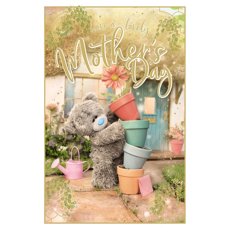 Me to You Mother's Day Card - Tatty Teddy with Flower Pots, Photo Finish Design 6x9