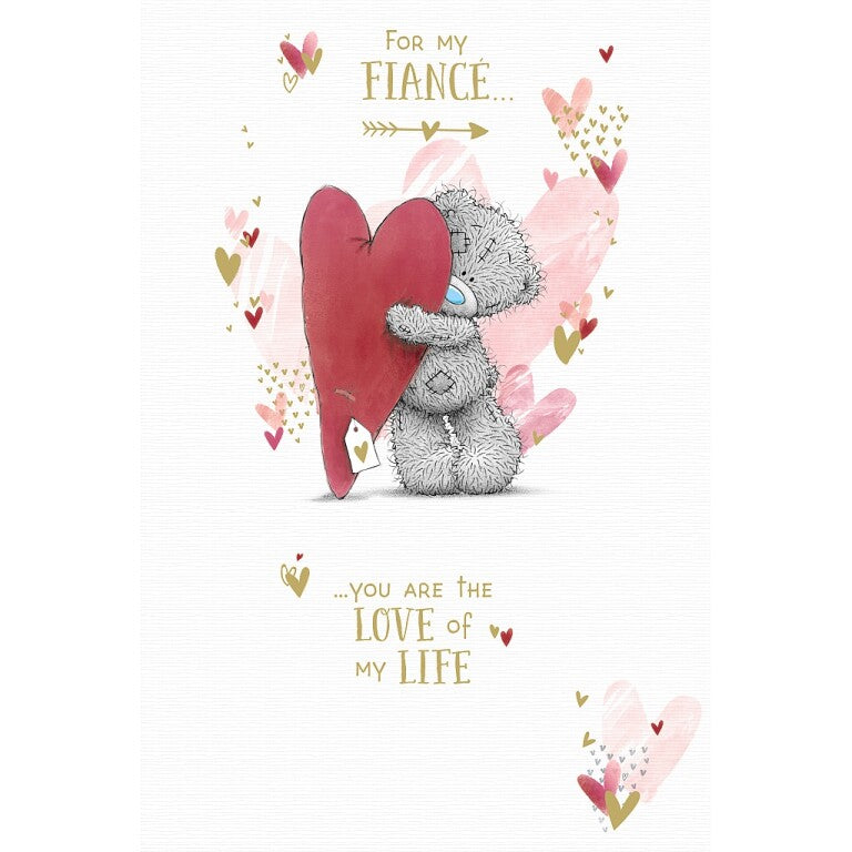Me to You Tatty Teddy Holding Heart 'For my Fiance' Valentine's Day Card 6 x 8