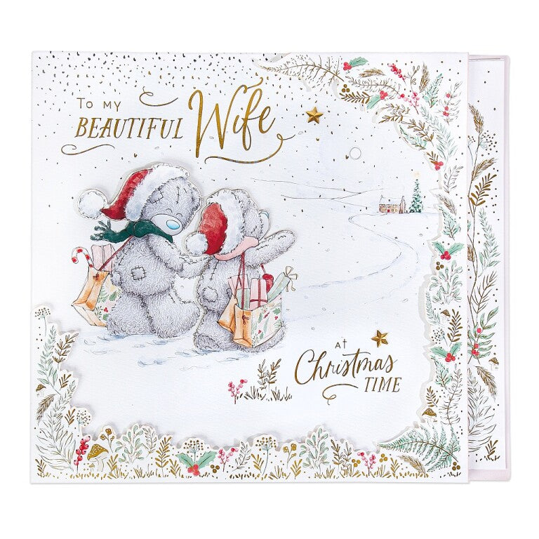 Me to You Tatty Teddy Luxury Extra Large Boxed Handmade Christmas Card To My Beautiful Wife 12x14ins