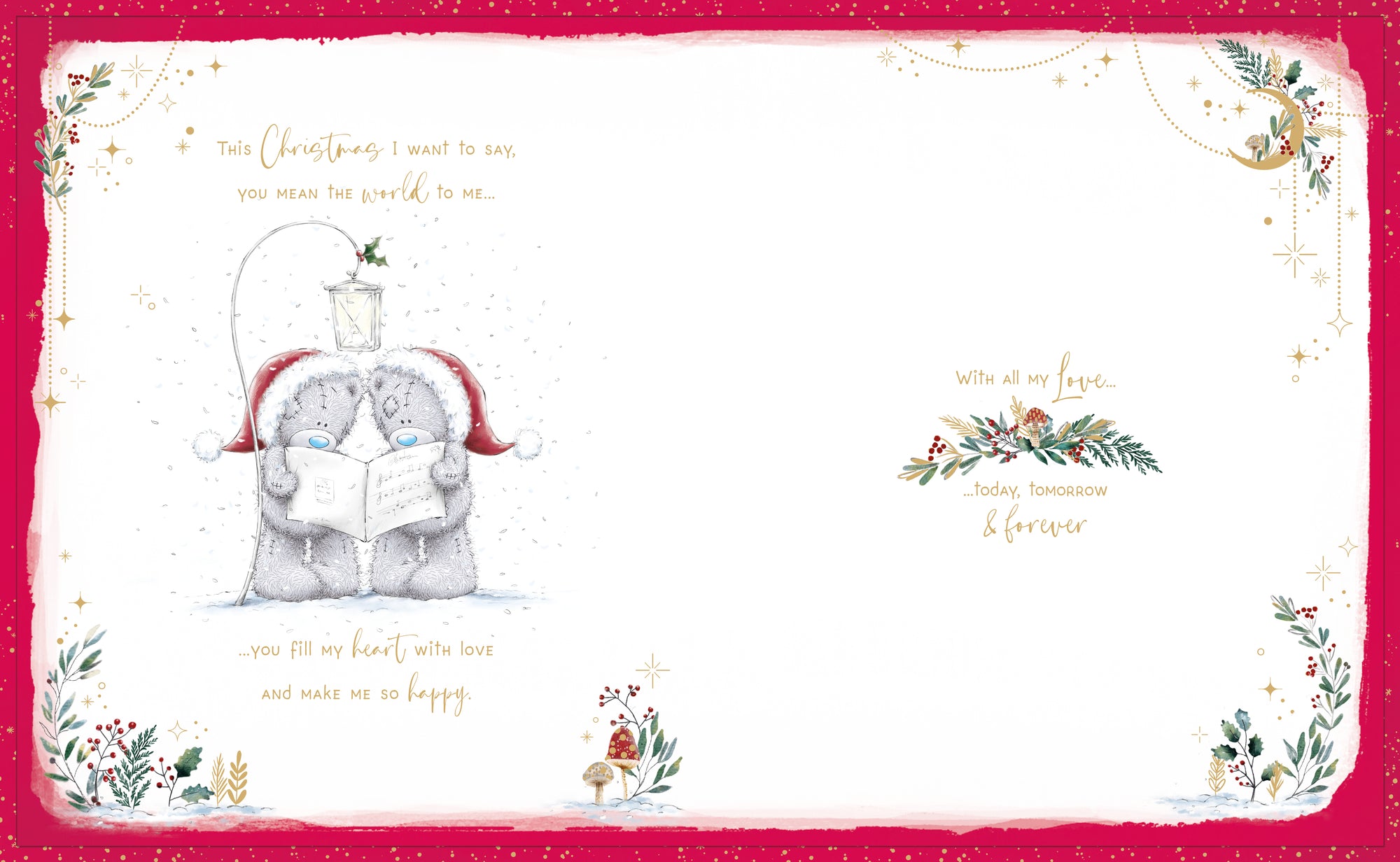 Me To You Tatty Teddy Luxury Boxed Handmade Christmas Card For A Wonderful Husband, Santa Bears Under Lamp 8x10ins - Official Collection