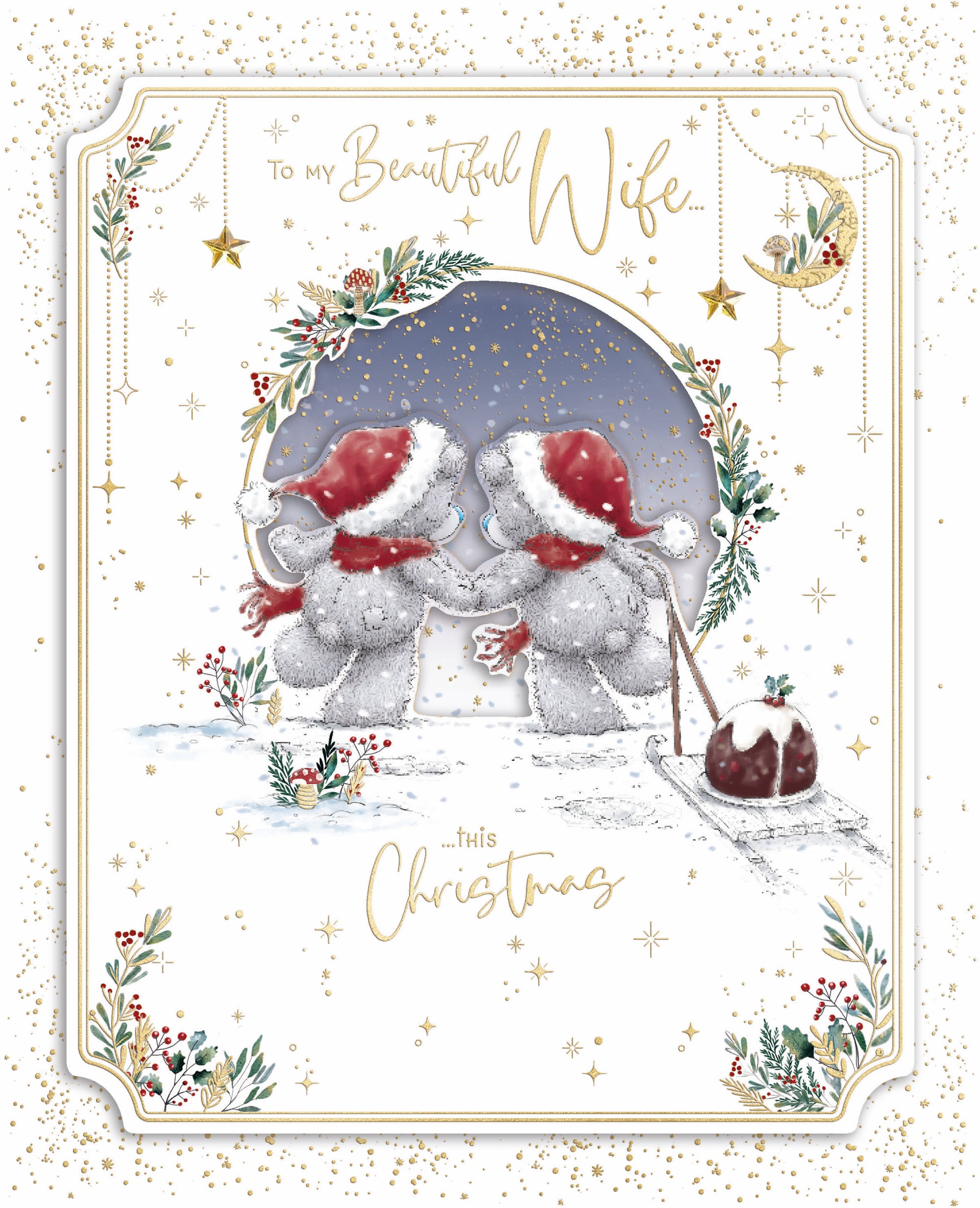 Me To You Tatty Teddy Luxury Handmade Boxed Christmas Card For My Beautiful Wife 8x10ins - Official Collection