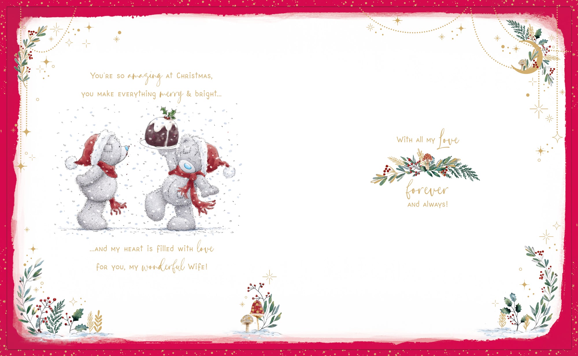 Me To You Tatty Teddy Luxury Handmade Boxed Christmas Card For My Beautiful Wife 8x10ins - Official Collection