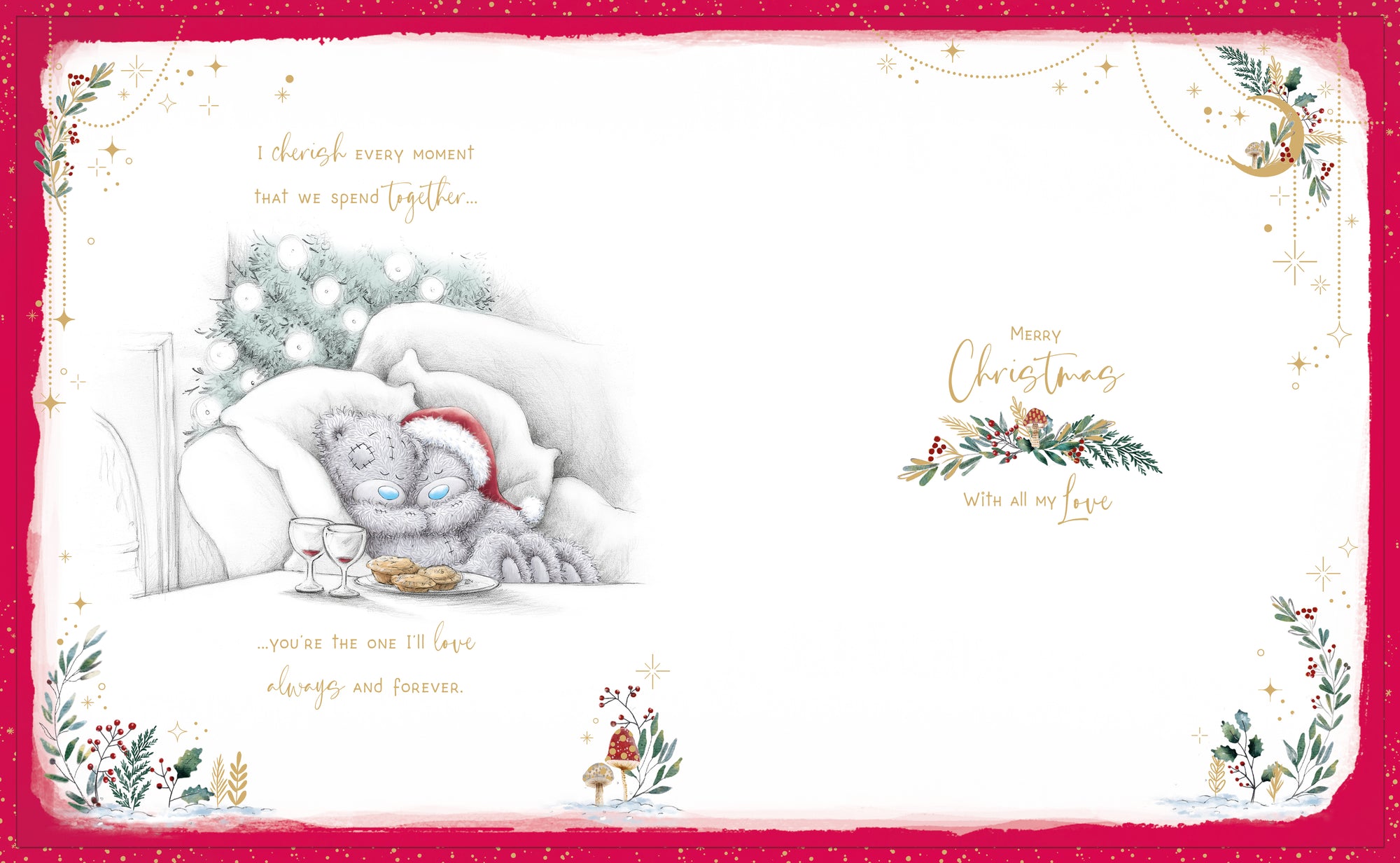 Me To You Tatty Teddy Luxury Handmade Christmas Card In Keepsake Box To The One I Love 8x10ins - Official Collection