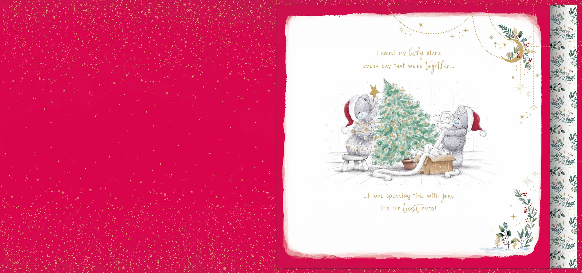 Me To You Tatty Teddy Luxury Extra-Large Boxed Handmade Christmas Card For Beautiful Girlfriend, Tatty Teddy Bears With Christmas Star 12x14ins - Official Collection
