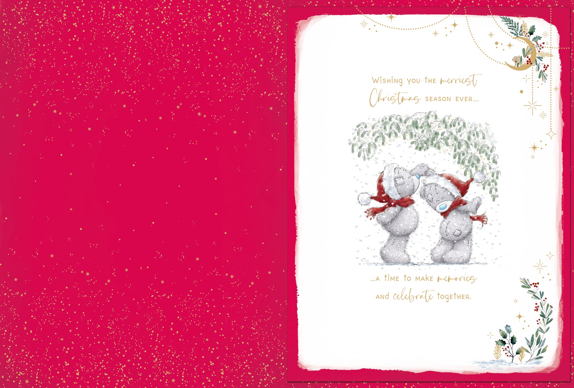 Me To You Tatty Teddy Luxury Boxed Handmade Christmas Card For Beautiful Fiancée, Tatty Teddy Bears Hugging 9x12ins - Official Collection