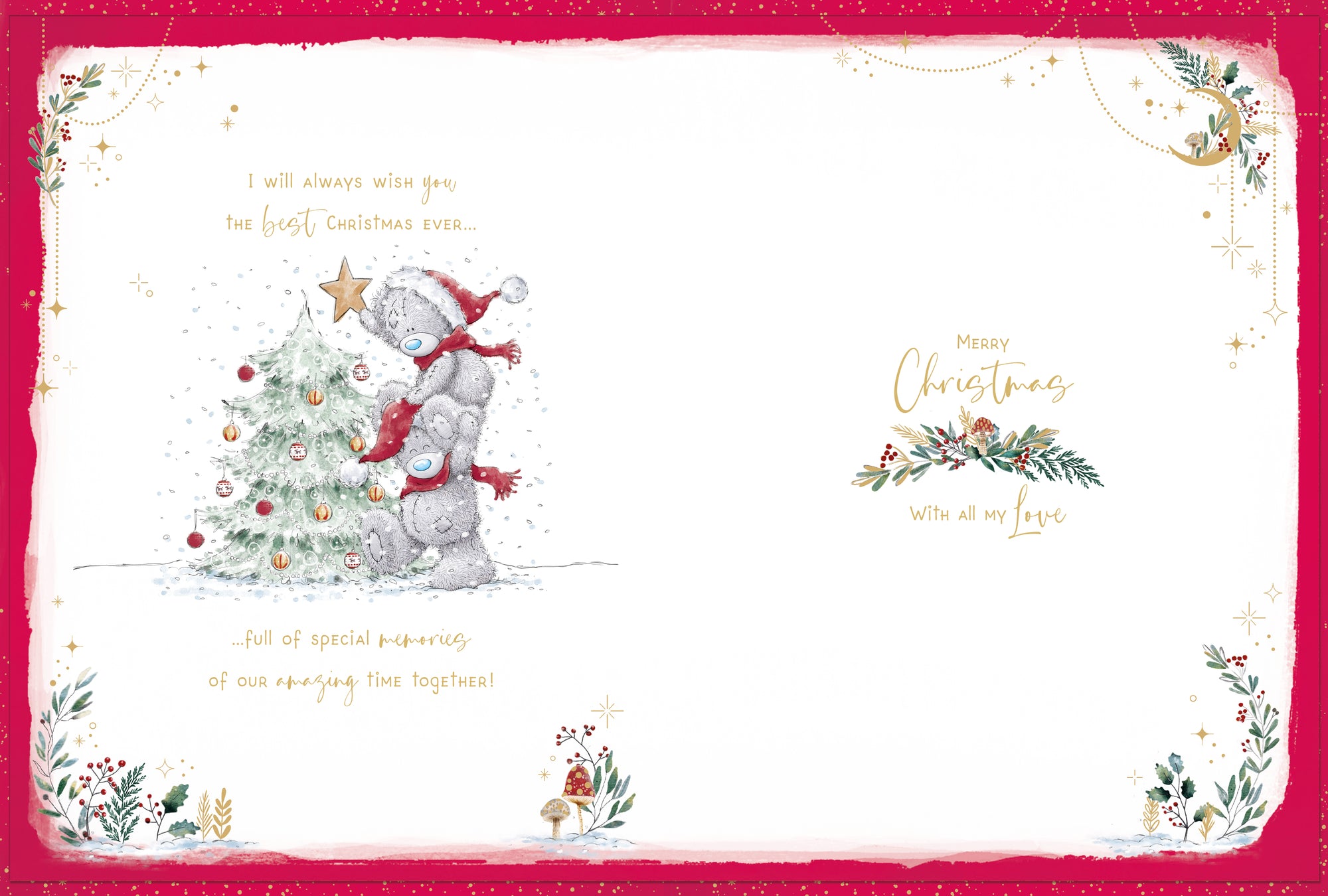 Me To You Tatty Teddy Luxury Handmade Boxed Christmas Card For An Amazing Husband, Tatty Teddy Bears With Tree 12x9ins - Official Collection