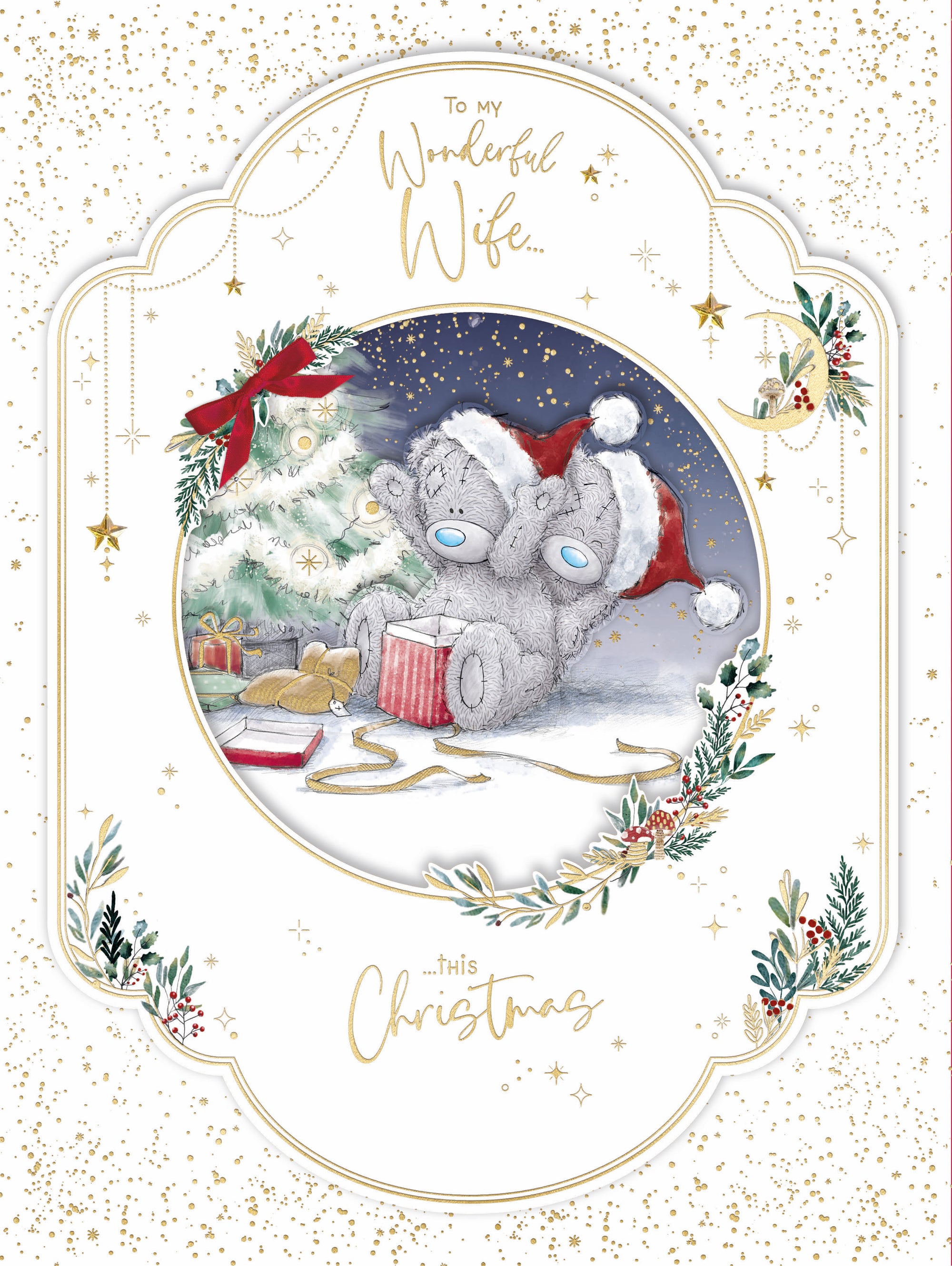 Me To You Tatty Teddy Large Luxury Boxed Handmade Christmas Card To My Wonderful Wife 9x12ins - Official Collection